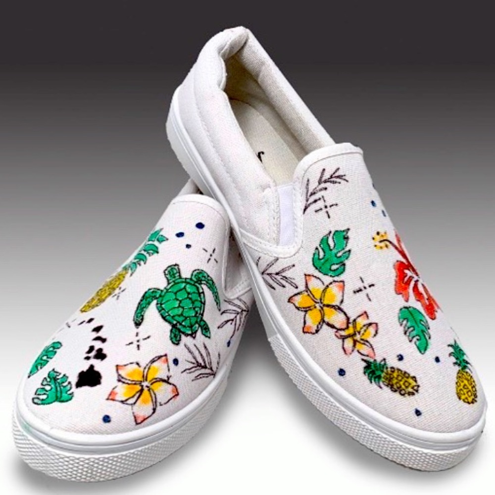 Hand Painted Hawaii Deck Shoes